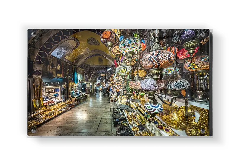 Colorful Market Lanterns Display