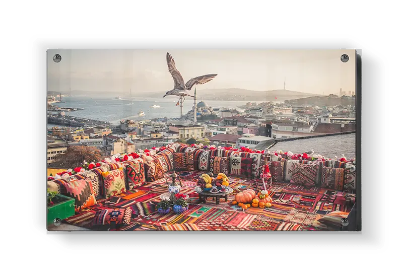 Farverig Tagterrasse Udsigt Istanbul