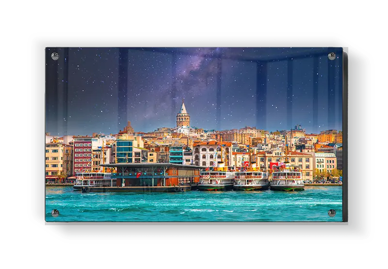 Night Sky Over City Waterfront