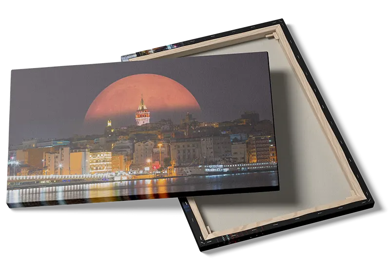 Istanbul Night Cityscape Moon