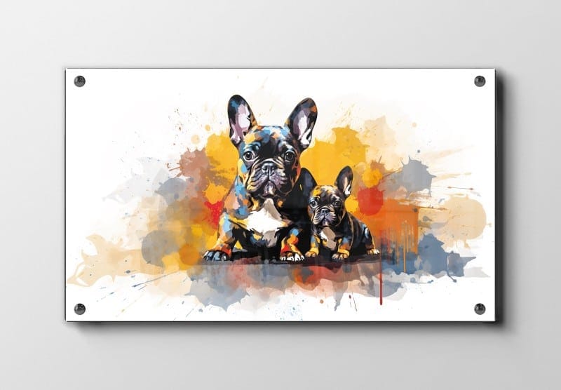 Colorful French Bulldogs Plakat