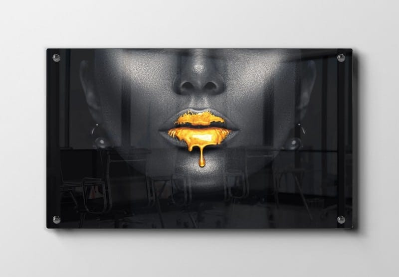 Golden Drip Lips Plakat