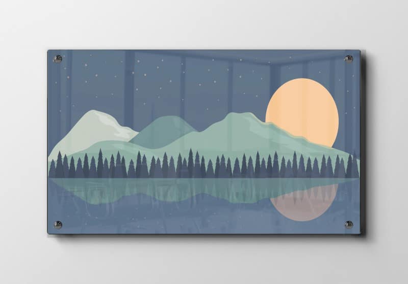 Moonlit Mountain Reflection Plakat