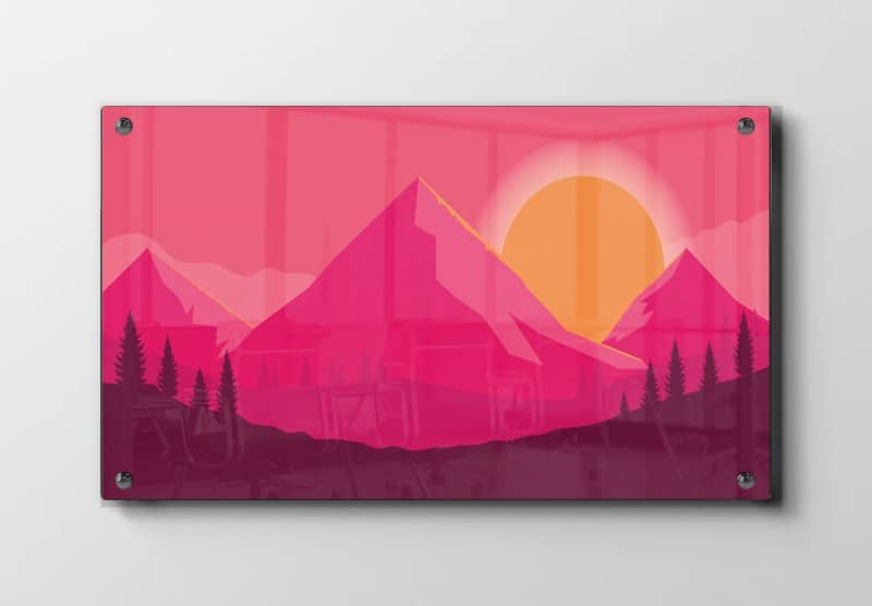 Crimson Sunset Mountains Plakat