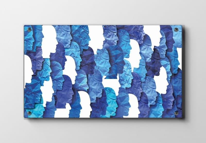 Blue Contour Faces Plakat