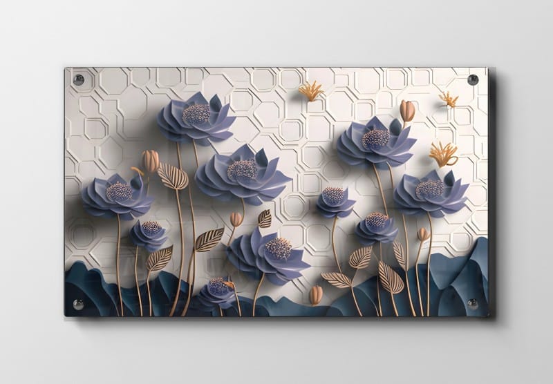 Layered Indigo Blooms Plakat