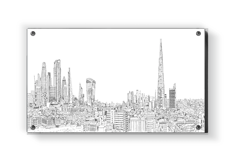 London Skyline Ink Drawing