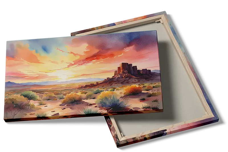 Ørkenlandskab Ved Solnedgang Plakat