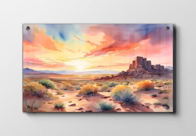 Ørkenlandskab Ved Solnedgang Plakat