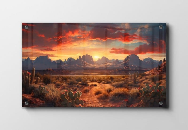 Ørkenlandskab Ved Solnedgang Plakat