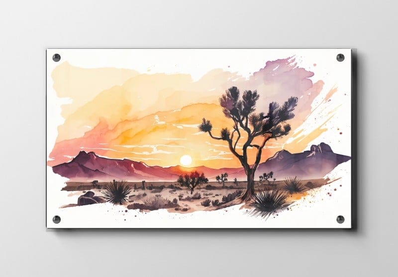 Ørkenlandskab Ved Solnedgang Plakat
