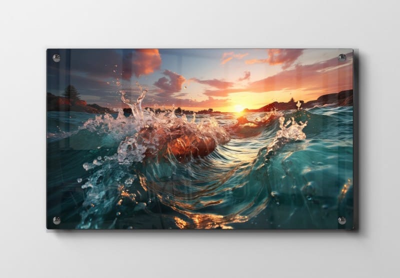 Solnedgang Ved Klippekyst Plakat