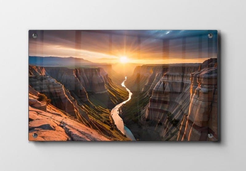 Solnedgang Over Klippekløft Plakat