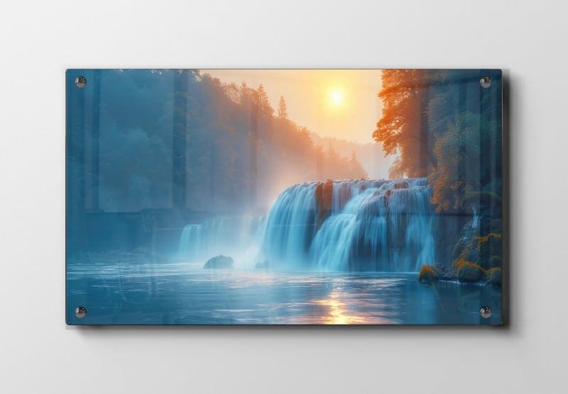 Vandfald i Solnedgang Plakat