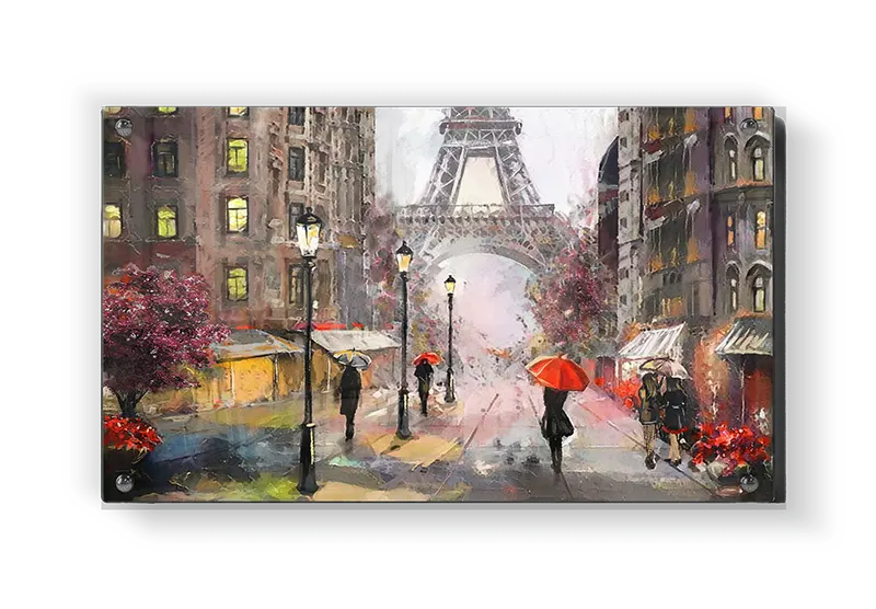 Paris Street Scene With Umbrellas