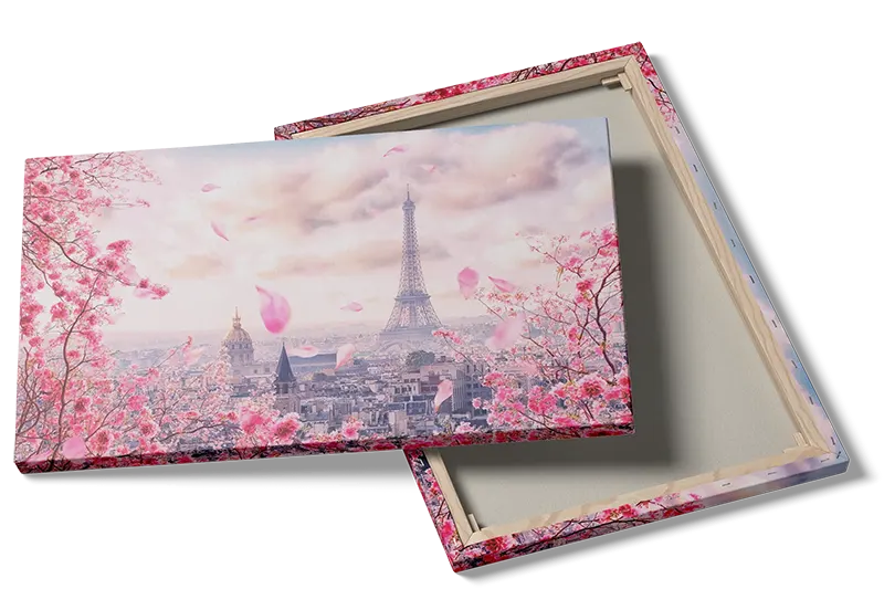 Paris Skyline With Blossoming Cherry Trees