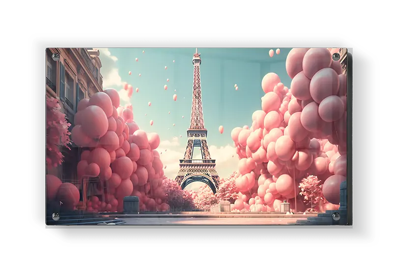 Eiffel Tower With Pink Balloons