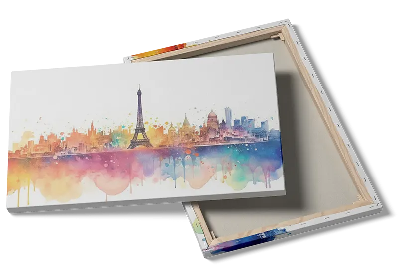 Farverig Paris Skyline Akvarel
