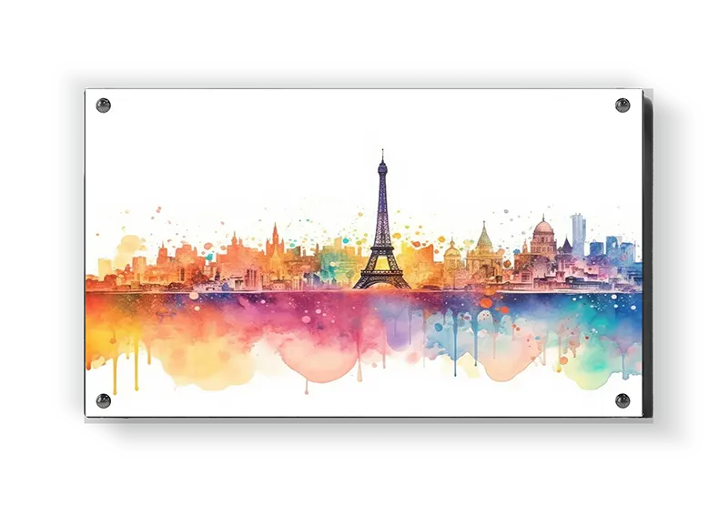 Farverig Paris Skyline Akvarel