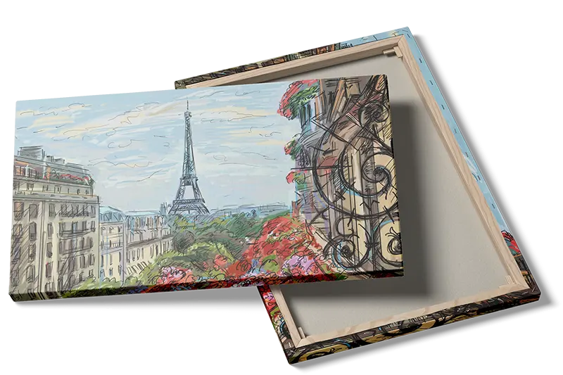 Parisian Street With Eiffel Tower