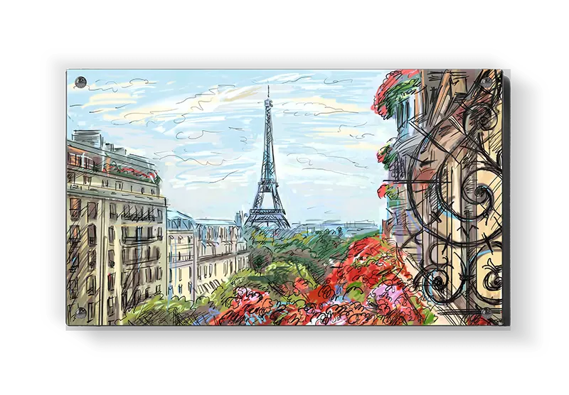 Parisian Street With Eiffel Tower