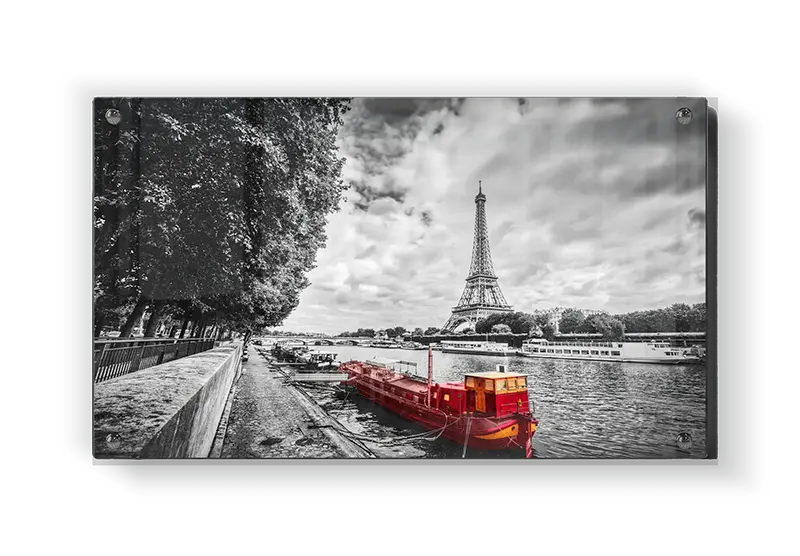 Paris Riverbank With Red Boat