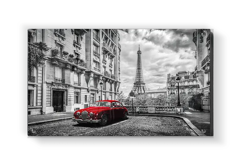 Rød Vintagebil I Paris