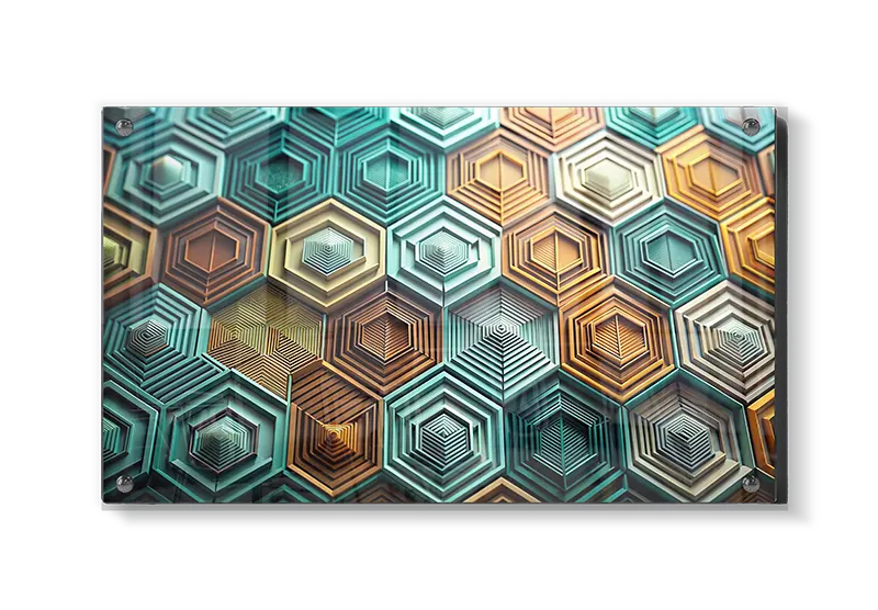 Geometriske Sekskanter i Teal