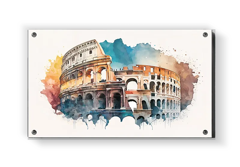 Farverig Akvarel Af Colosseum