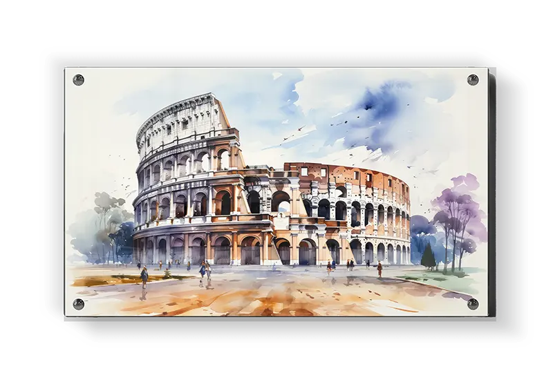 Akvarel Illustration Af Colosseum