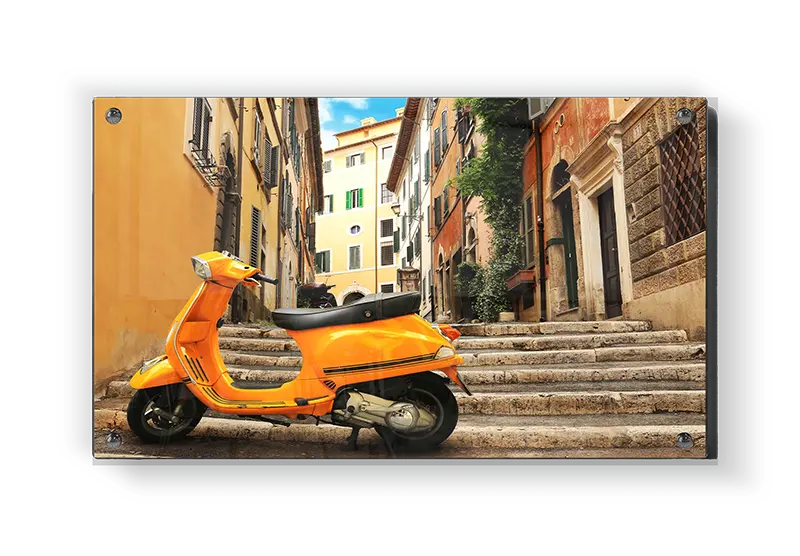 Orange Scooter On Stone Steps