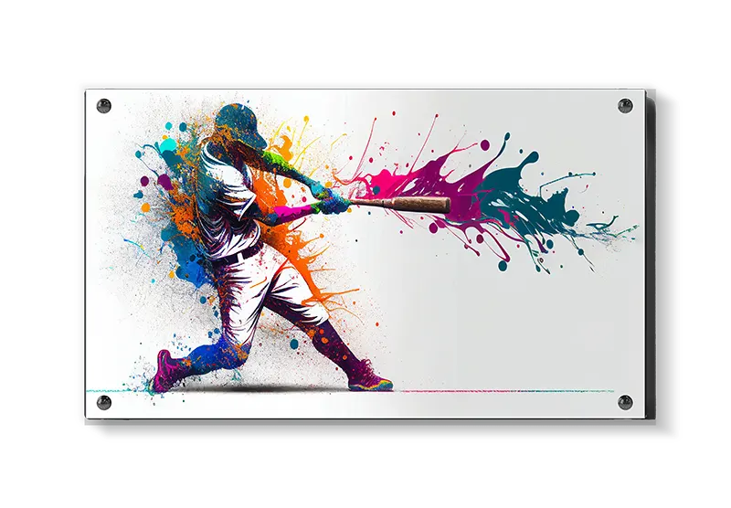 Farverig Baseballspiller i Fart