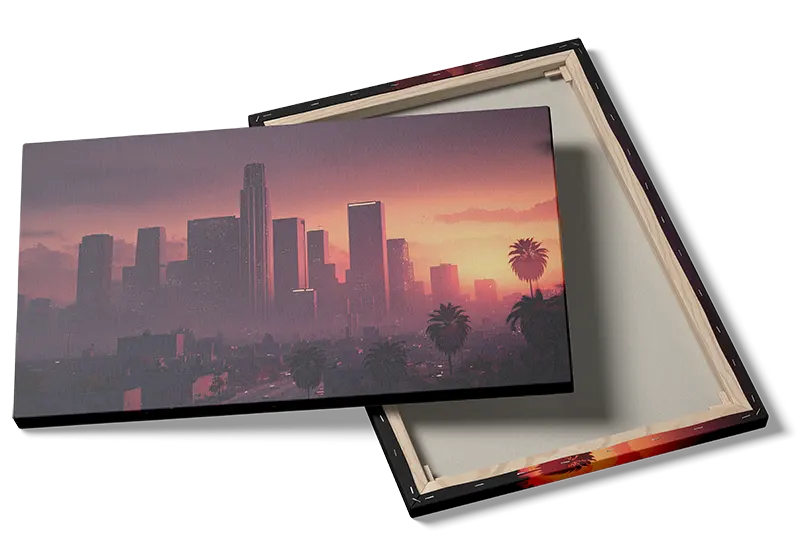 Solnedgang Over Downtown Skyline