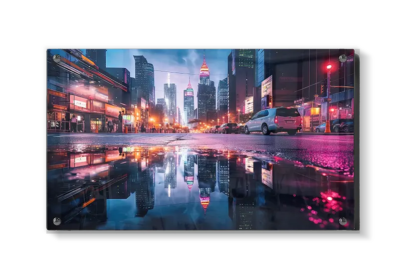 Neonlys Over Våd Storbygade