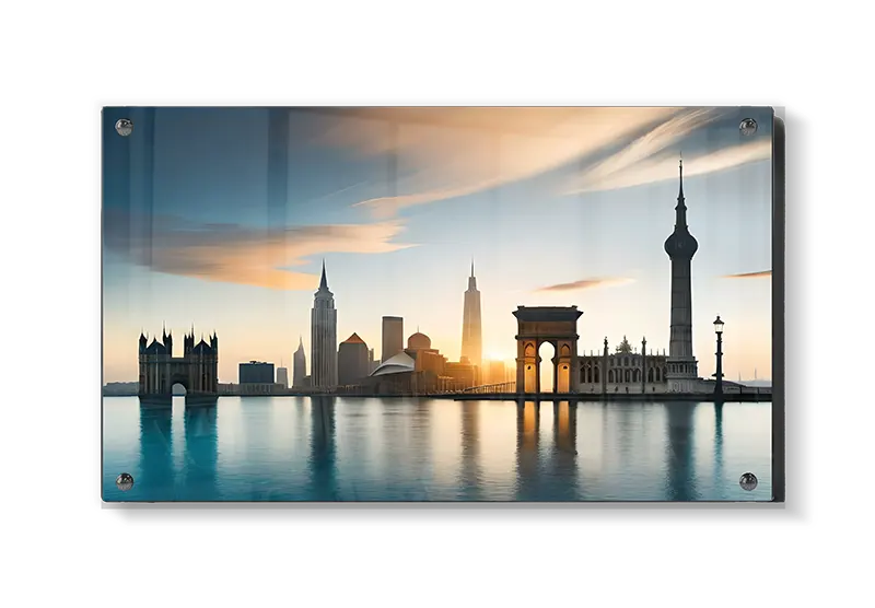 Solnedgang Over Futuristisk Skyline