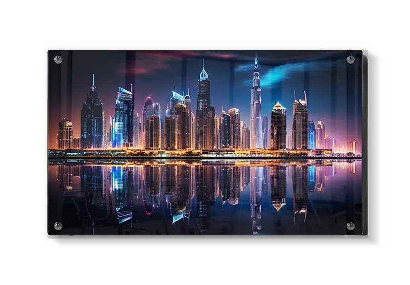 Grafisk Dubai Skyline med Spejling