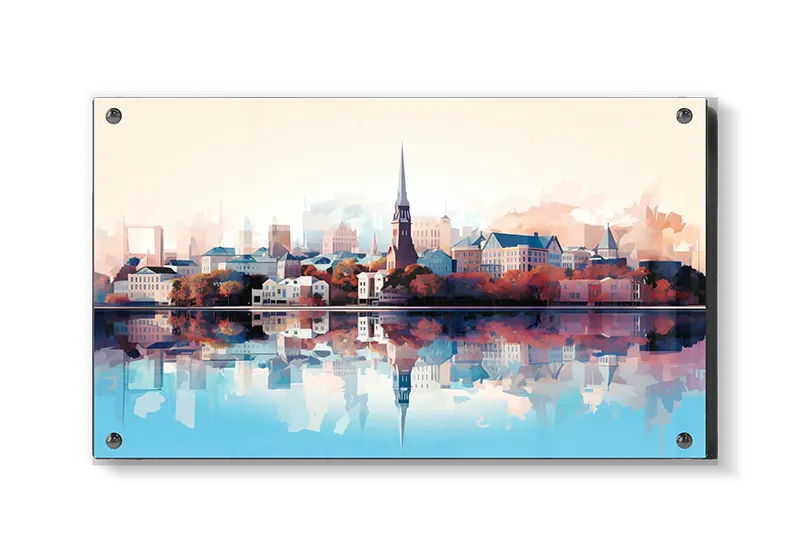 Akvarel Skyline med Kirkespir