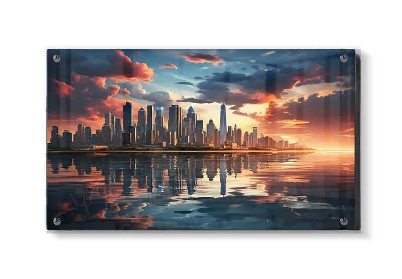 New York Skyline ved Solnedgang