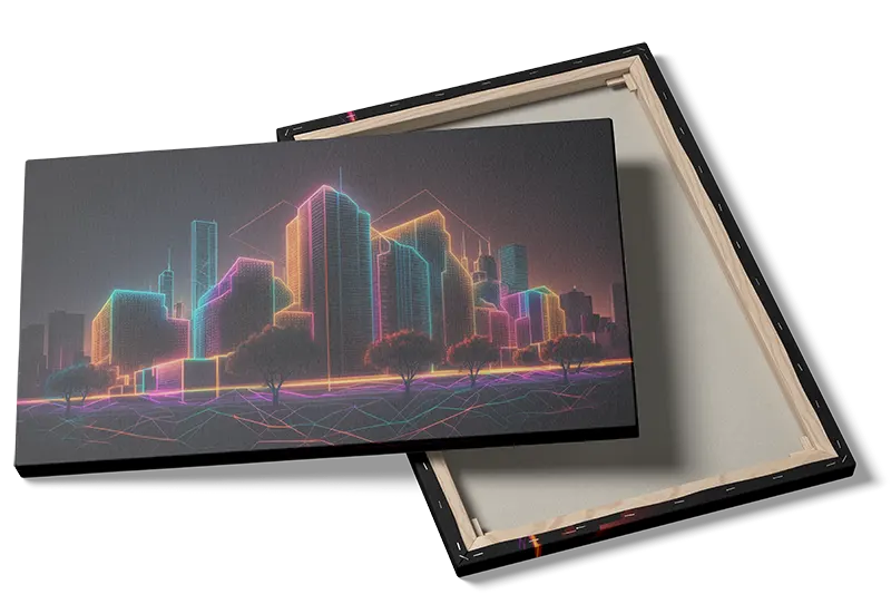 Neonoplyst Futuristisk Storby Skyline