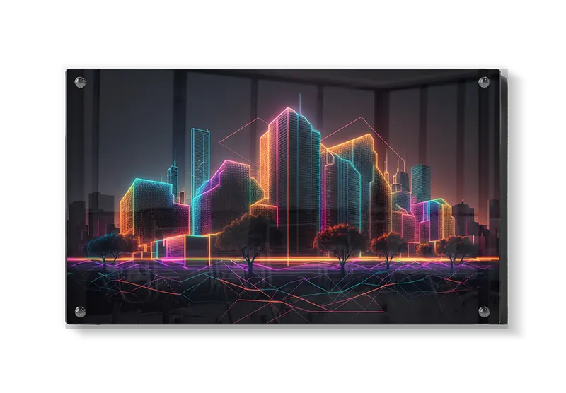 Neonoplyst Futuristisk Storby Skyline