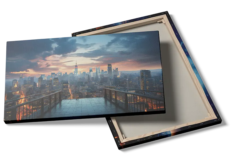 Grafisk New York Skyline ved Solnedgang