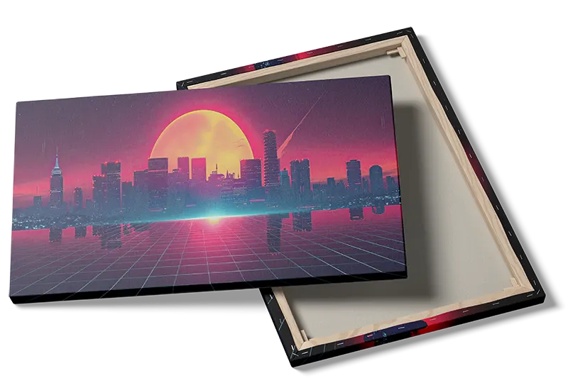 Grafisk Grafisk Neonby ved Solnedgang
