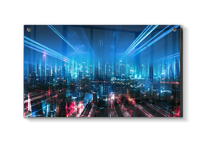 Grafisk Neonblå Futuristisk Storbylys