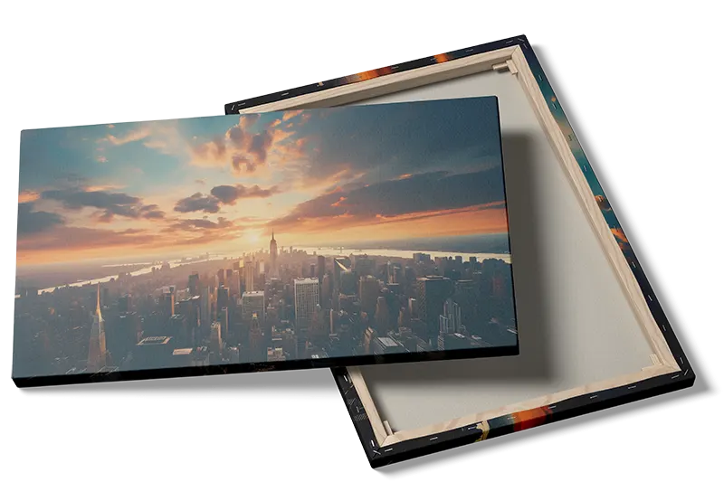 Minimal New York Skyline ved Solnedgang