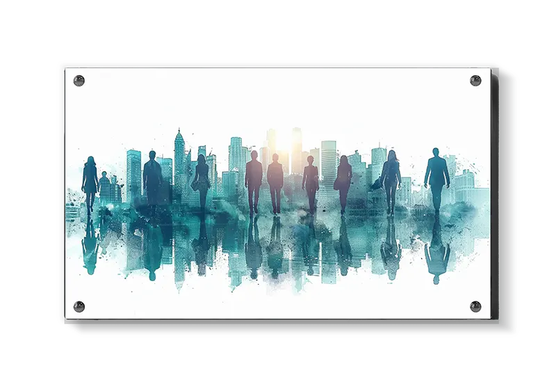 Silhuetter Foran Akvarel Skyline