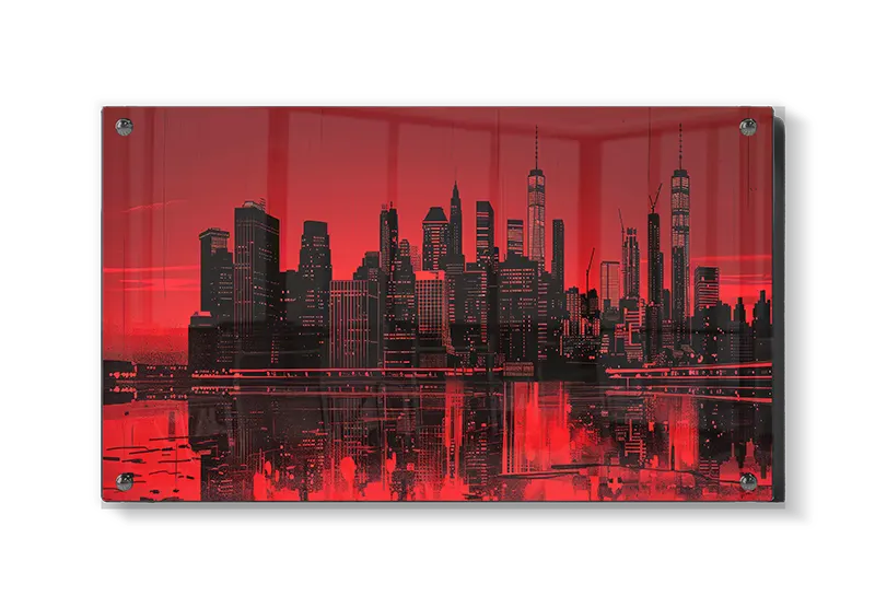 Rød Storby Skyline Refleksion