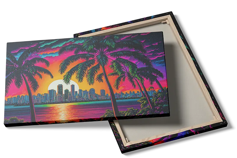 Neon Solnedgang Over Skyline