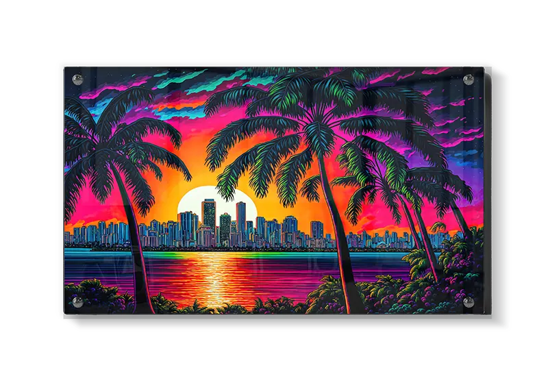 Neon Solnedgang Over Skyline