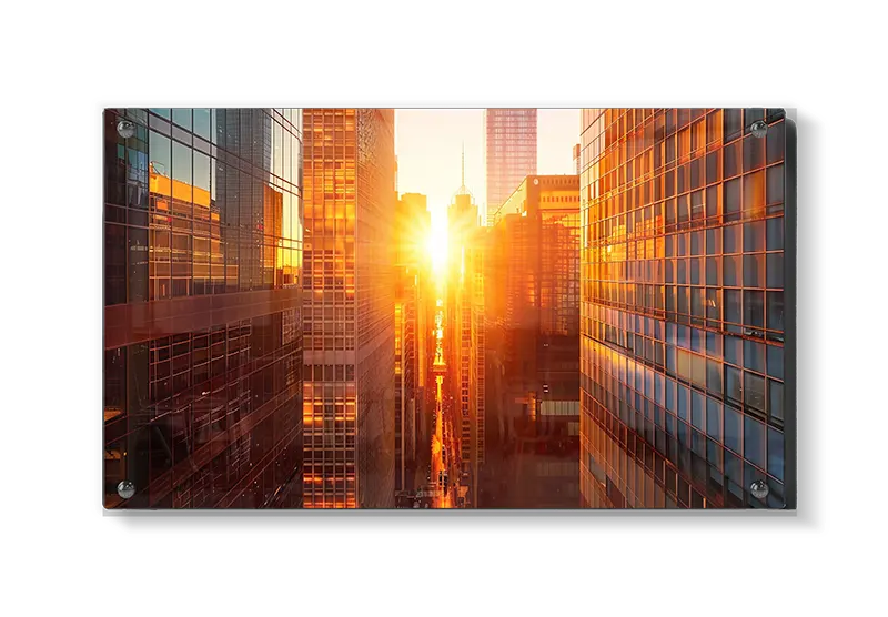 Solnedgang Mellem Høje Skyskrabere
