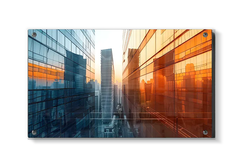 Grafisk Solnedgang Mellem Glasfacader